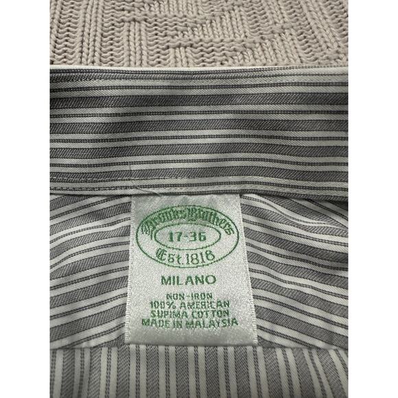 Brooks Brothers gray striped Milano button down size 17 - Picture 5 of 7